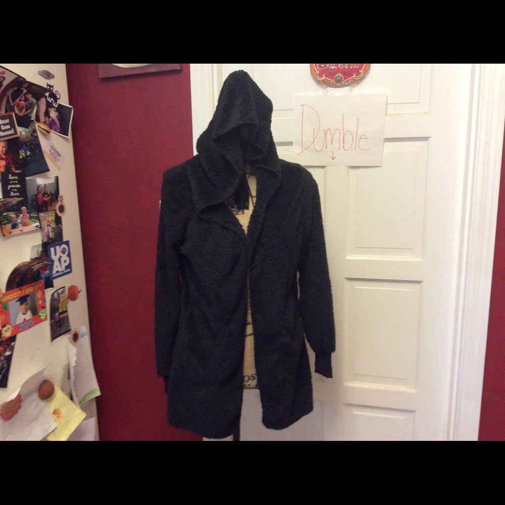 🆑$FIRM$ Gorgeous Black Sherpa Hooded Cardigan - Picture 4 of 8
